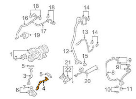 new bmw x6 f16 turbocharger left oil pipe 11429454095 original