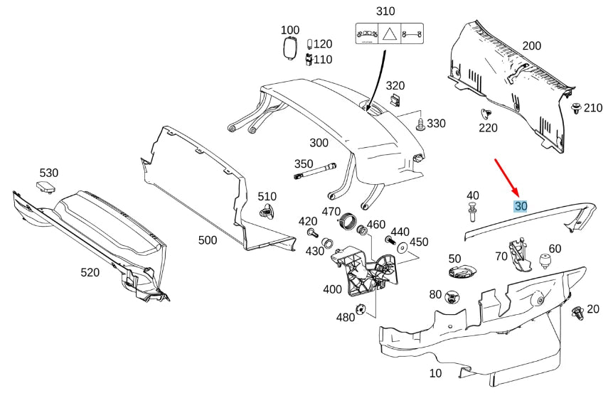 NEW MERCEDES-BENZ SLK R172 LUGGAGE COMPARTMENT LEFT COVER A1726930117 ORIGINAL