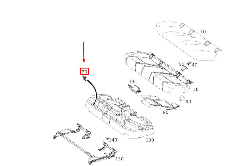 new mb gle w167 rear seat cushion padding fastening bracket a2049230214 original