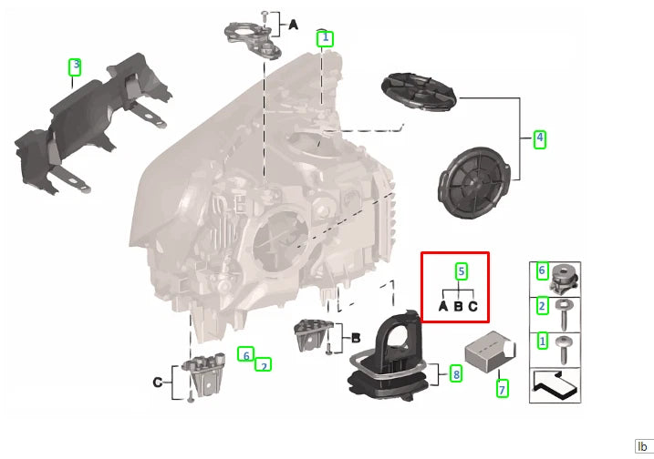 NEW BMW 7 G11 FRONT HEADLIGHT REPAIR KIT 63117440362 7440362 ORIGINAL