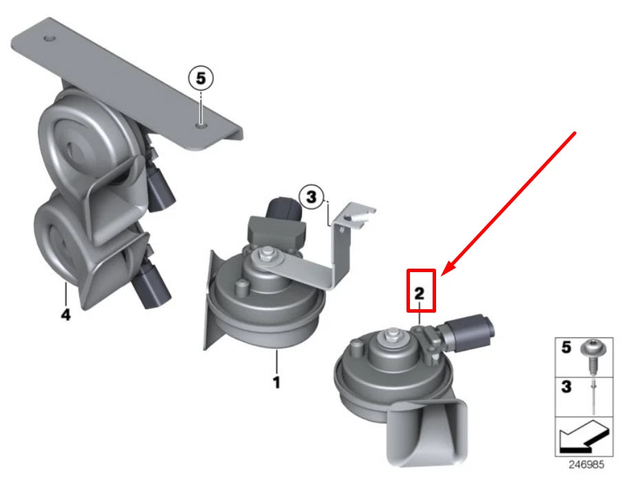 NEW BMW 2 COUPE F22, F87 HIGH PITCH HORN SIGNAL 61337850336 7850336 ORIGINAL