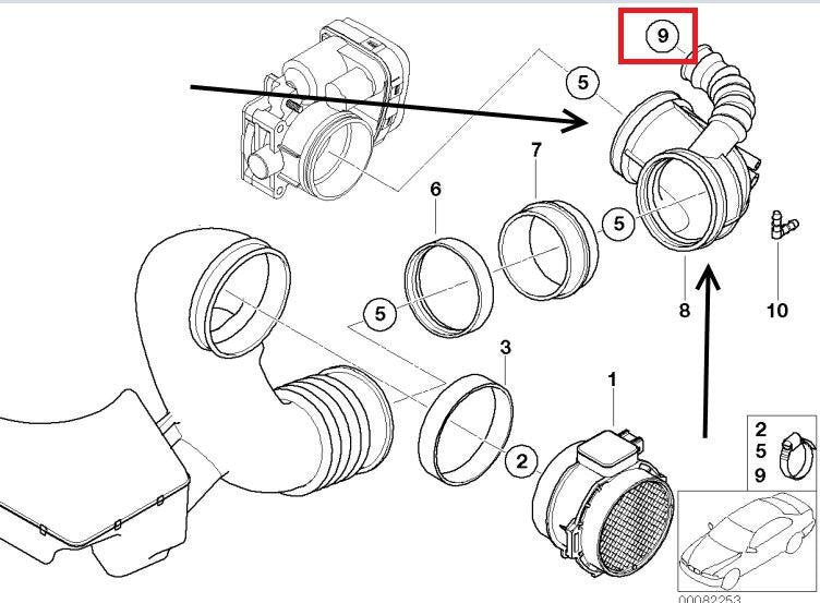 new bmw x5 e53 3.0i air intake rubber hose 13541440102 original
