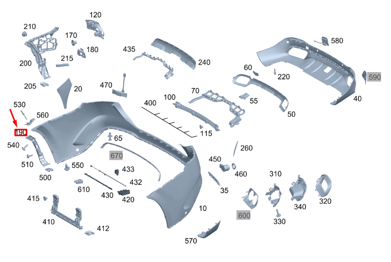 new mercedes-benz gle w167 rear left bumper area cover a1678851503 original