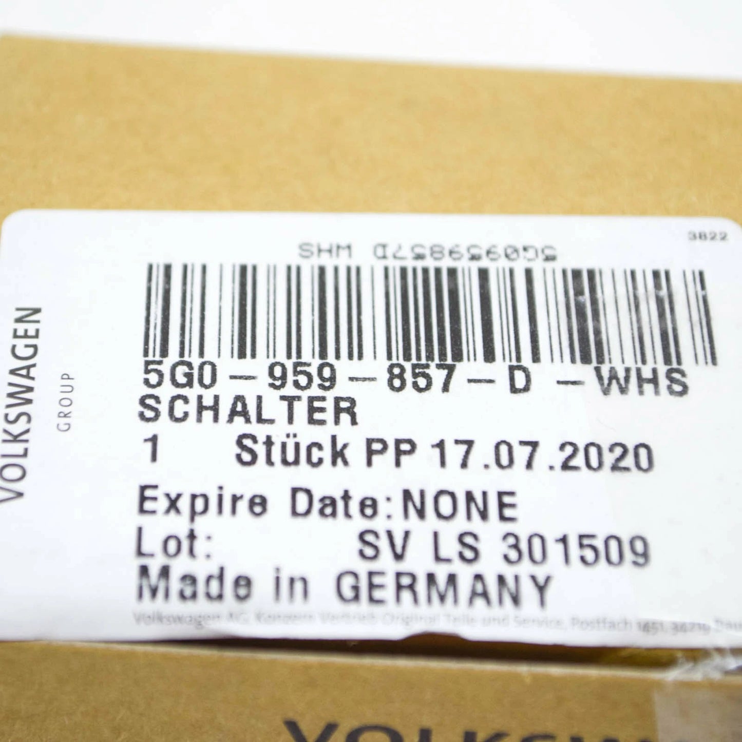 NEW VW ARTEON FRONT LEFT DOOR WINDOW CONTROL SWITCH LHD 5G0959857DWHS