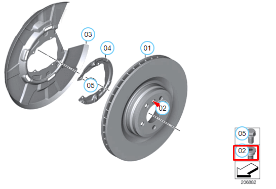 new bmw 1 f21 front brake disc inner hex bolt 34211161806 original