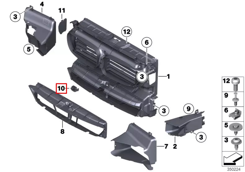 NEW BMW 5 TOURING F11 RADIATOR SUPPORT AIR DUCT BRACKET US 51647268394 ORIGINAL