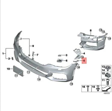 NEW BMW M5 F90 FRONT LEFT BUMPER BOTTOM BRACKET GUIDE 51118065323 ORIGINAL