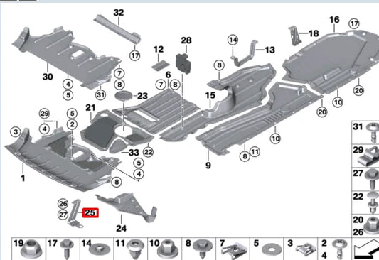 NEW BMW X5 E70 RIGHT ENGINE COMPARTMENT PROTECT BRACKET 51717188836 ORIGINAL