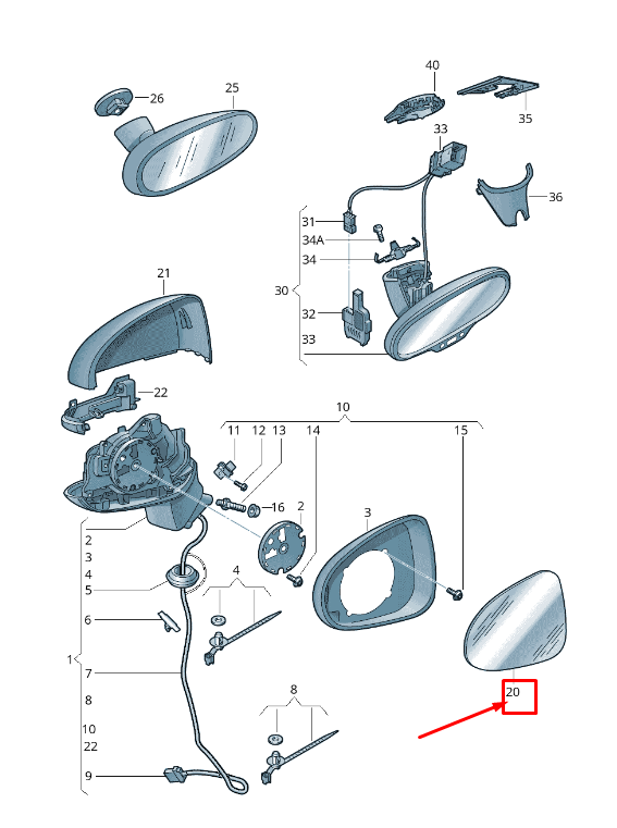 new audi a1 mk1 front right door mirror glass 8x0857536d original