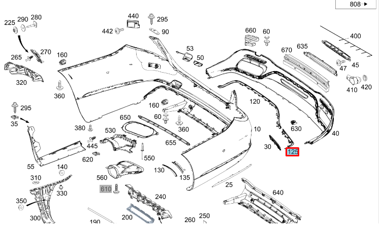 NEW MERCEDES-BENZ S W222 REAR LEFT BUMPER MOLDING A2228853001 ORIGINAL