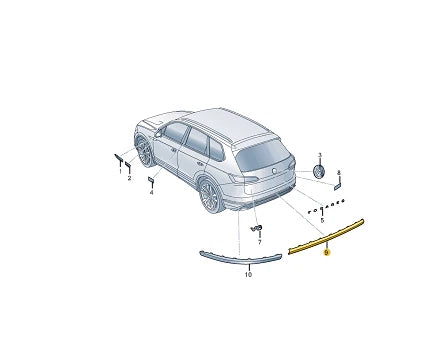 NEW VOLKSWAGEN TOUAREG CR7 REAR BUMPER CENTER MOLDING 760853835 ORIGINAL