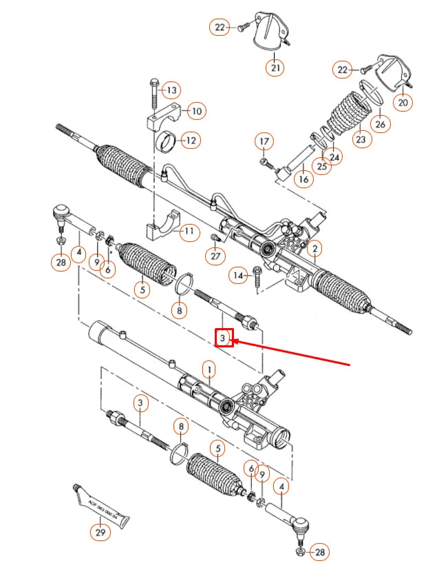NEW AUDI R8 42 STEERING TRACK ROD 420422821A ORIGINAL