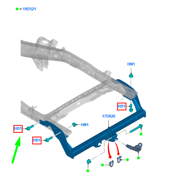 new ford ranger t6 mk1 tow bar bolt 4757544 w500444-s439 original