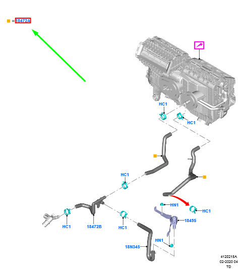 new ford kuga mk3 heater water hose 2480840 lx61-8b159-aad original
