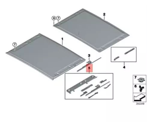 NEW BMW X5 F15 SUNROOF SUSPENDED HEADLINER MECHANISM 54107198762 ORIGINAL