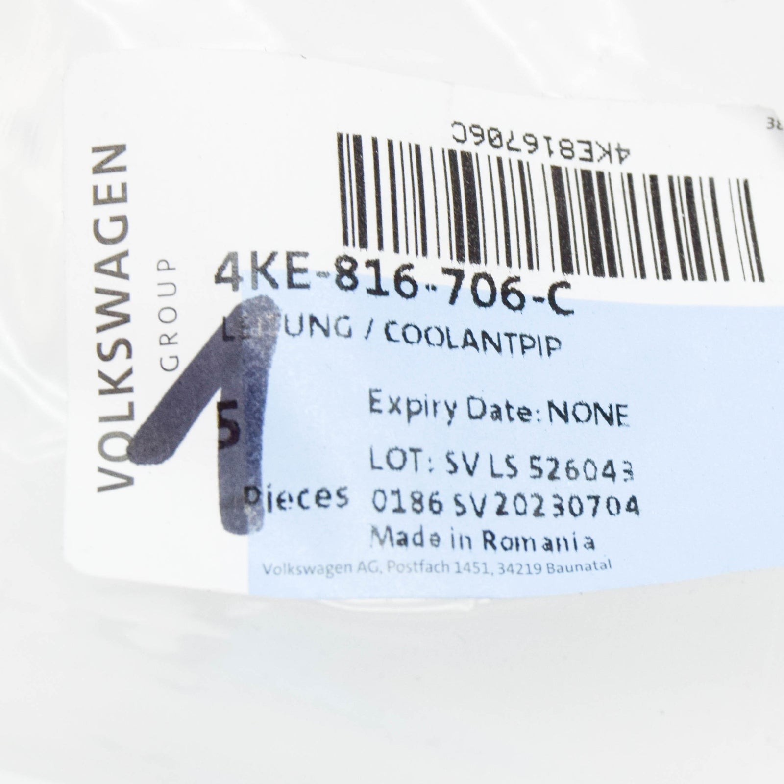 NEW AUDI E-TRON GE A/C REFRIGERANT LINE 4KE816706C ORIGINAL