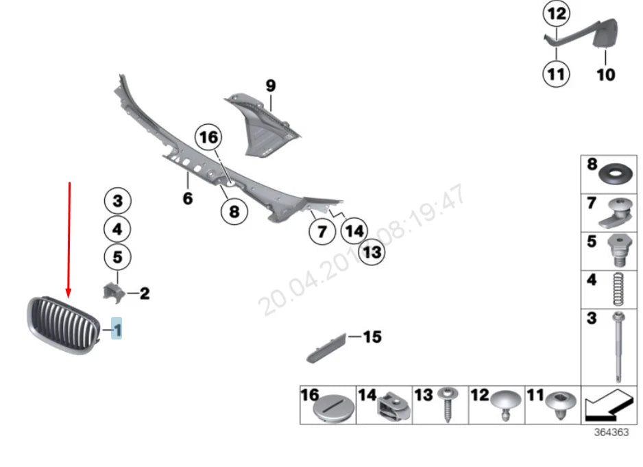 NEW BMW 7 F01 RADIATOR LEFT GRILLE M NIVI 51138057089 8057089 2015 ORIGINAL
