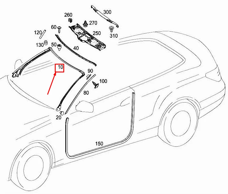 NEW MERCEDES-BENZ E CABRIO A207 WINDSHIELD SEALING FRAME A2076710120 ORIGINAL