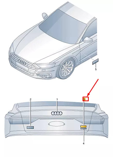 NEW AUDI A8 D5 REAR LID 'HORCH' EMBLEM 4N58536012ZZ ORIGINAL