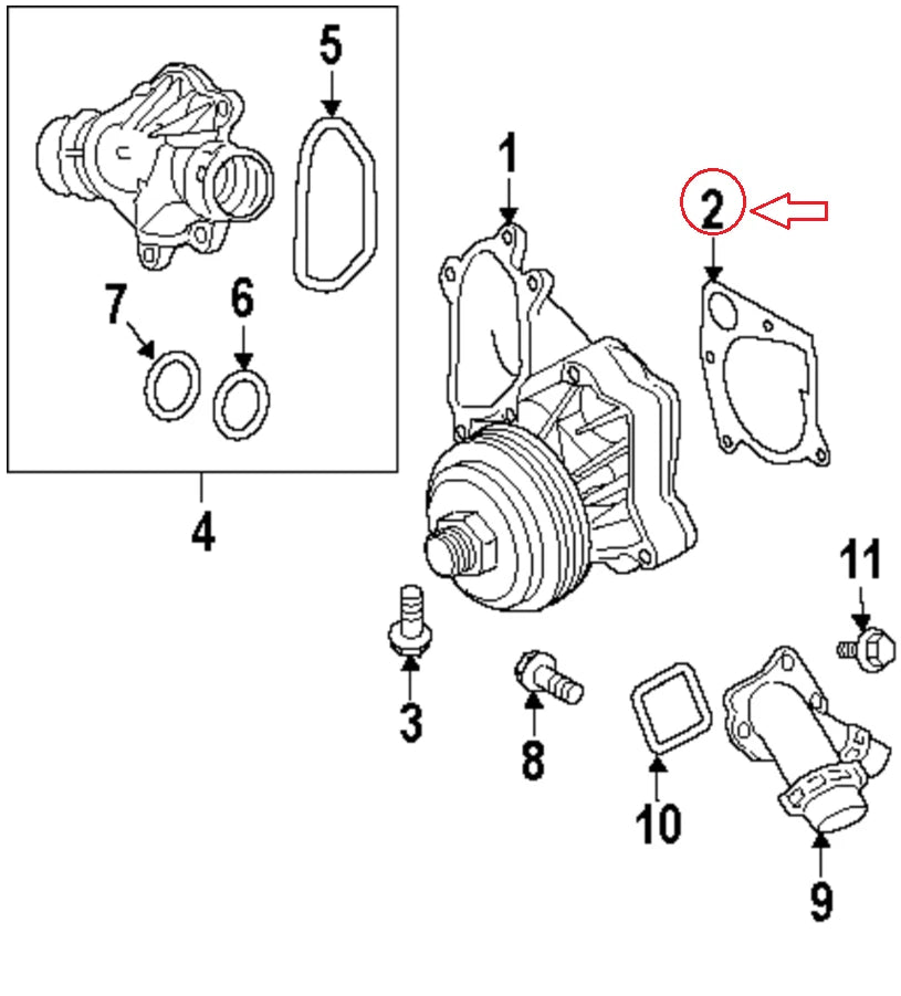 NEW BMW 1 E87 ENGINE WATER PUMP GASKET DIESEL 11517793796 ORIGINAL