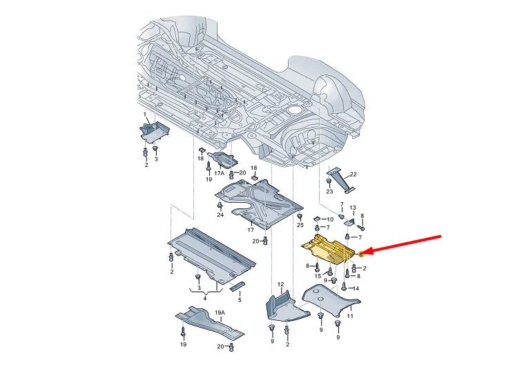 NEW AUDI A5 8T CABRIO REAR RIGHT UNDERBODY COVER 8T8825216B ORIGINAL