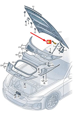 NEW AUDI E-TRON GT RIGHT HOOD HINGE COVER 4J3823746 ORIGINAL