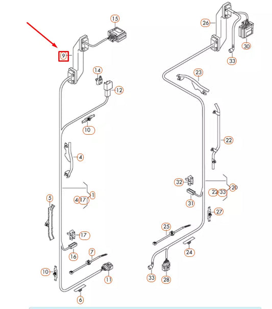 NEW VOLKSWAGEN SCIROCCO MK3 TAILGATE CABLE SET GROMMET 1K9971829D ORIGINAL