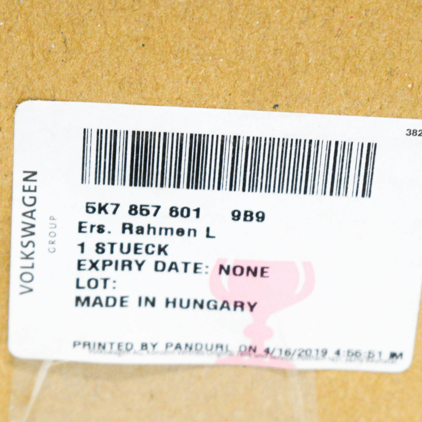 NEW VOLKSWAGEN GOLF MK6 EXTERIOR LEFT SIDE MIRROR FRAME 5K78576019B9 ORIGINAL