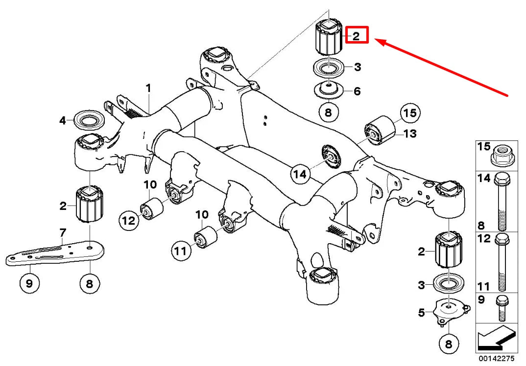 NEW BMW 5 TOURING E61 REAR SUBFRAME BUSHING 33312282727 2282727 ORIGINAL