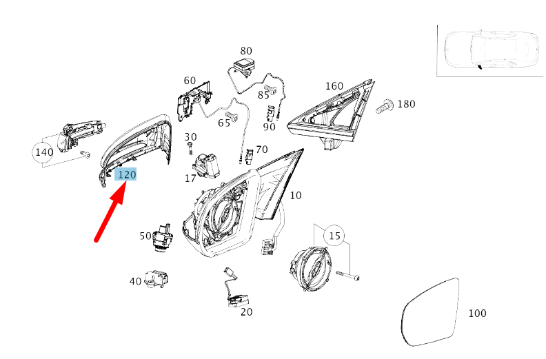 NEW MB E W213 FRONT LEFT DOOR MIRROR SHELL RHD A09981103009040 ORIGINAL
