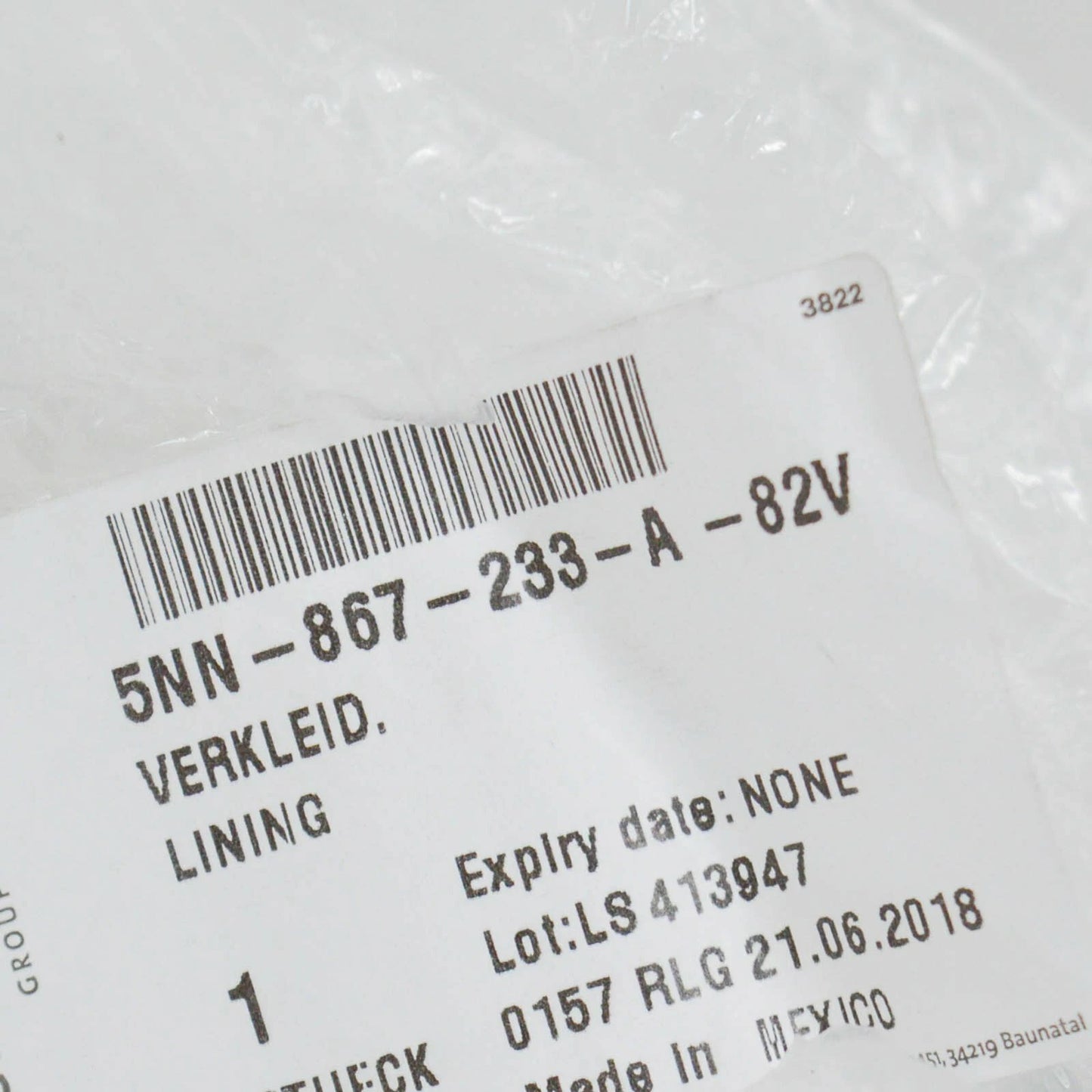 NEW VOLKSWAGEN TIGUAN MK2 5N LEFT UPPER A PILLAR TRIM 5NN867233A82V