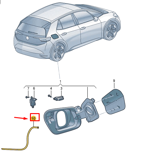 new vw id.3 e11 fuel filler housing drain hose 8x0809937b original