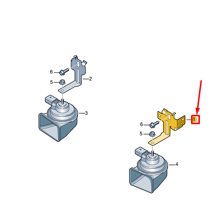 new vw tiguan ad high note signal horn bracket 3g0951182 original