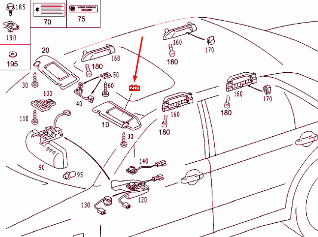 NEW MERCEDES-BENZ S W222 RIGHT INSIDE MIRROR A22081042177G16 ORIGINAL