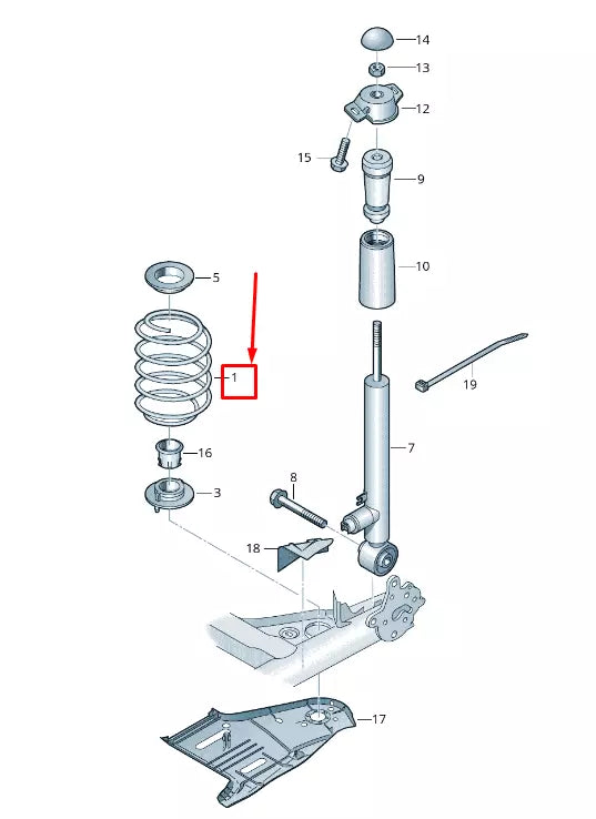 NEW SEAT LEON 5F REAR COIL SPRING 5F0511121B ORIGINAL