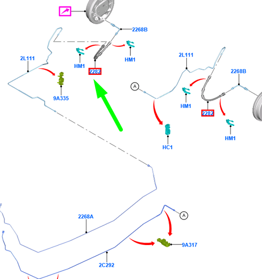 new ford ecosport mk2 bk rear brake hose assy cn15-2282-aa 1782408 original