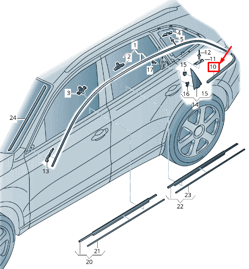 new audi q5 8r rear right quarter panel reveal molding 8r0853346a2zz original