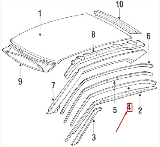NEW MB E-CLASS W124 COUPE ROOF RAIL WEATHERSTRIP LEFT SEAL A1247200154