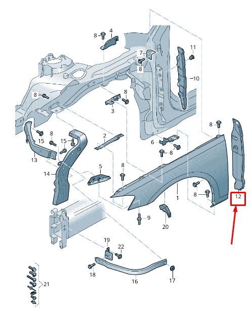 new audi a8 4n front right wing insulation 4n0864236 original