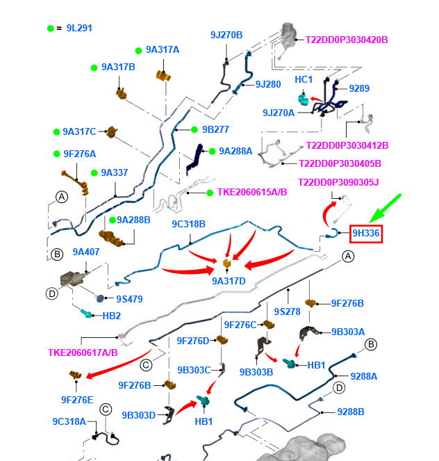 new ford ranger t6 mk1 fuel tube hose assy ab39-9h336-bb 1740800 original