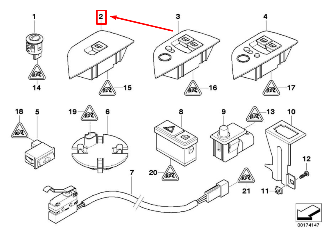 new bmw z4 roadster e85 passenger window switch 6955052 61316955052 original