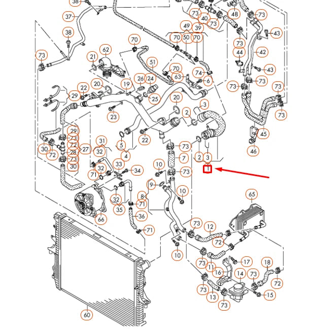 NEW AUDI Q7 4L UPPER RADIATOR COOLANT HOSE 7L8122101D