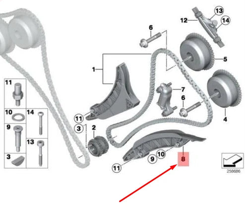 NEW BMW 5 F10 TIMING CHAIN GUIDE RAIL CYL 5-8 11317594899 7594899 ORIGINAL
