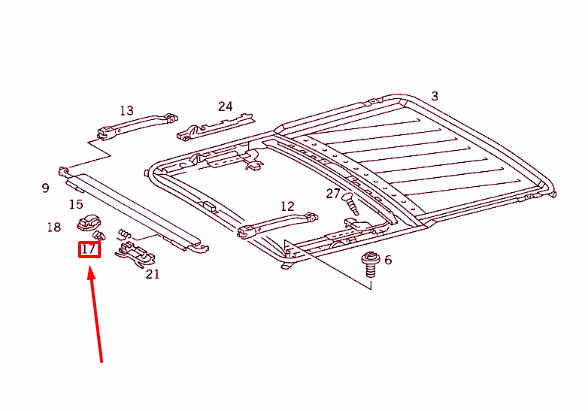NEW MERCEDES-BENZ E W124 SUNROOF STAY CLIP A1247820046 ORIGINAL