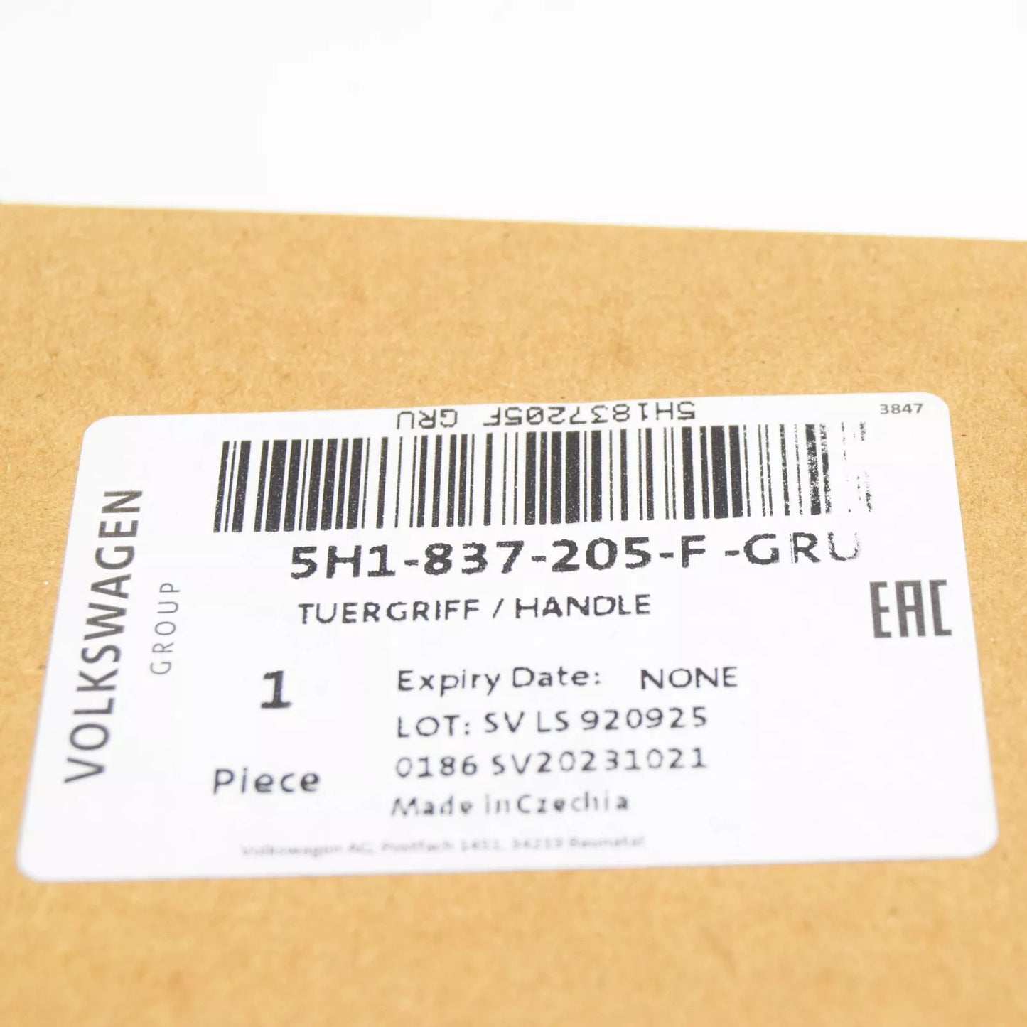 NEW VW GOLF CD MK8 FRONT LEFT DOOR EXTERIOR HANDLE LHD 5H1837205FGRU ORIGINAL