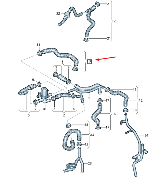NEW VW TRANSPORTER VI T6 COOLANT HOSE 7E0121157AA ORIGINAL