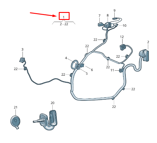 new skoda rapid nh front right door wiring harness rhd 5jh971120kb original