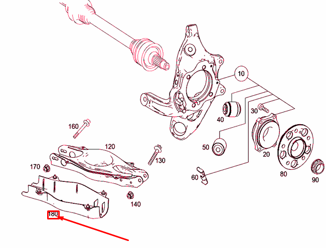 NEW MERCEDES-BENZ E W212 REAR LEFT SPRING CONTROL ARM COVER A2123520888 ORIGINAL