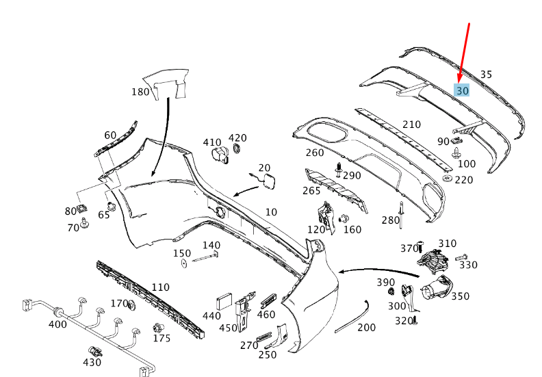 new mercedes-benz b w246 rear bumper lower trim a2468850425 original