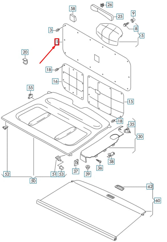 NEW VOLKSWAGEN CADDY 2K MK3 REAR LID TRIM PANEL 2K0867605DTZ6 ORIGINAL